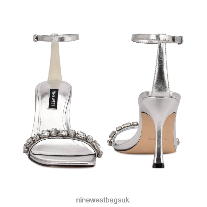 Nine West Yazmin Ankle Strap Dress Sandals RFX40B375 - Nine West UK Sale Silver Metallic