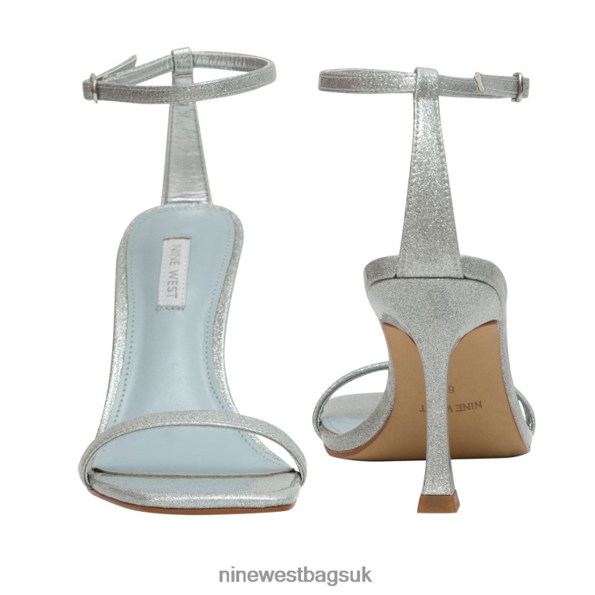 Nine West Yess Ankle Strap Sandals RFX40B410 - Nine West Sandals UK Silver Glitter