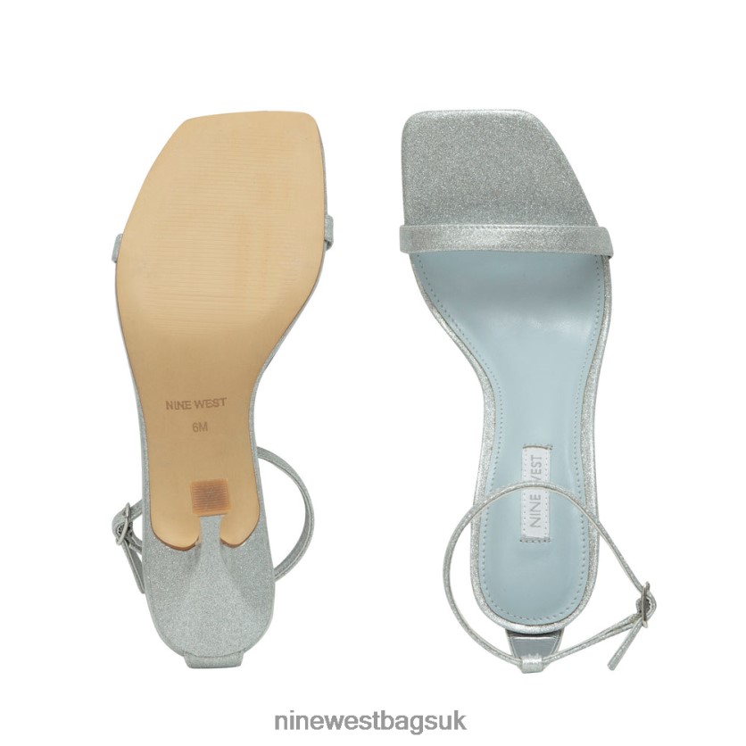 Nine West Yess Ankle Strap Sandals RFX40B410 - Nine West Sandals UK Silver Glitter