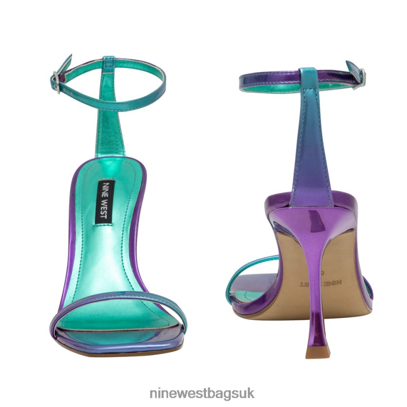 Nine West Yess Ankle Strap Sandals RFX40B411 - Nine West UK Sale Purple/Blue Ombre Iridescent