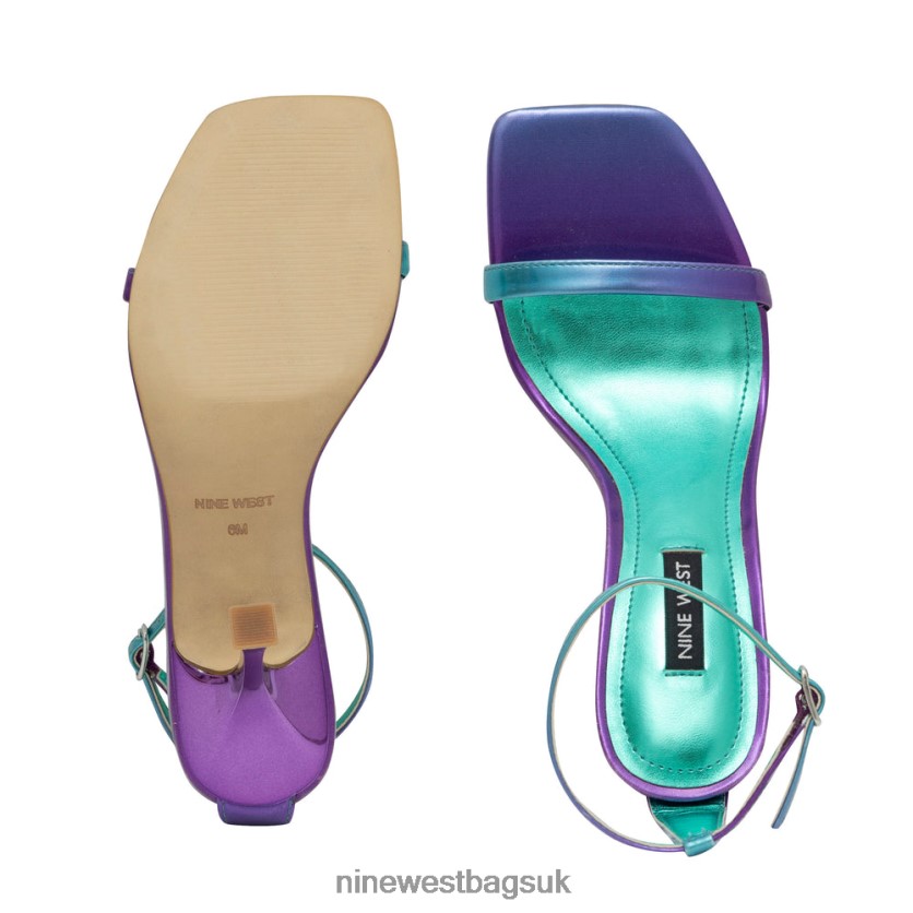 Nine West Yess Ankle Strap Sandals RFX40B411 - Nine West UK Sale Purple/Blue Ombre Iridescent