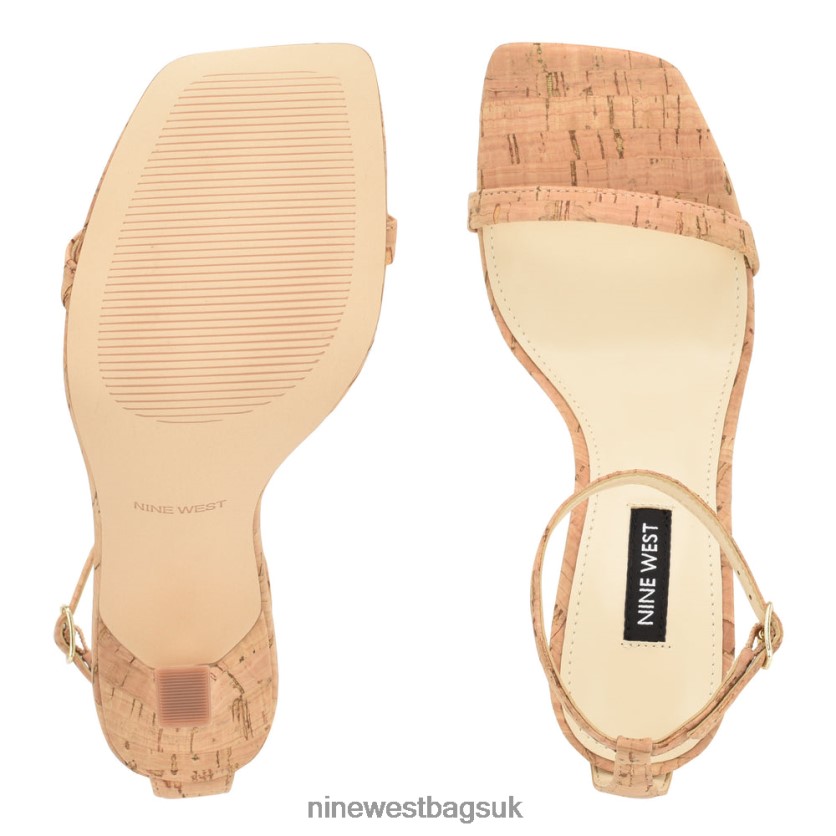 Nine West Yess Ankle Strap Sandals RFX40B415 - Nine West UK Sale Natural Cork