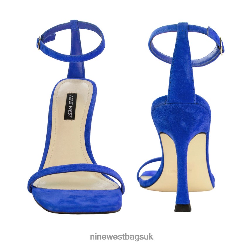 Nine West Yess Ankle Strap Sandals RFX40B437 - Nine West UK Medium Blue Suede