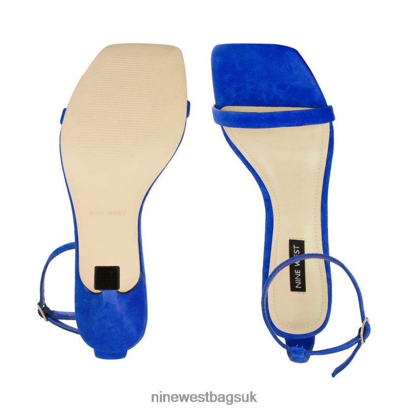 Nine West Yess Ankle Strap Sandals RFX40B437 - Nine West UK Medium Blue Suede