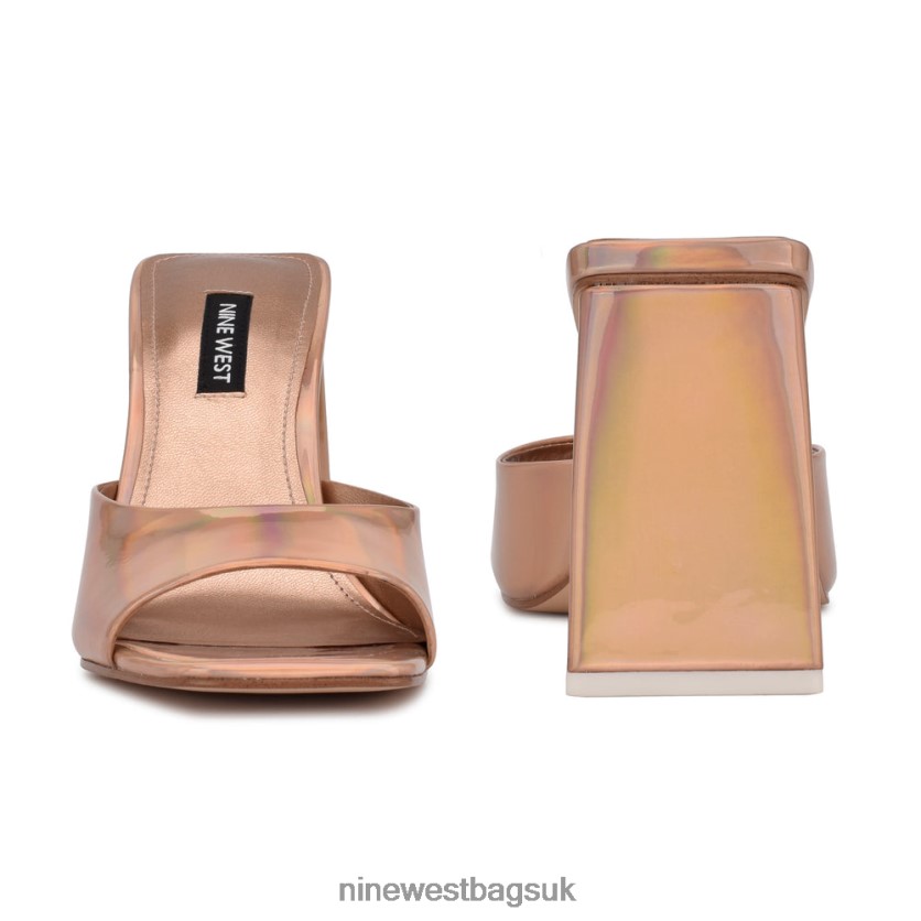 Nine West Yougo Heeled Slide Sandals RFX40B497 - Nine West UK Beige Iridescent