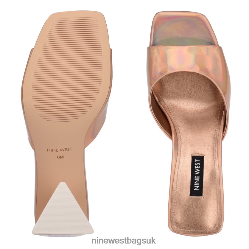 Nine West Yougo Heeled Slide Sandals RFX40B497 - Nine West UK Beige Iridescent