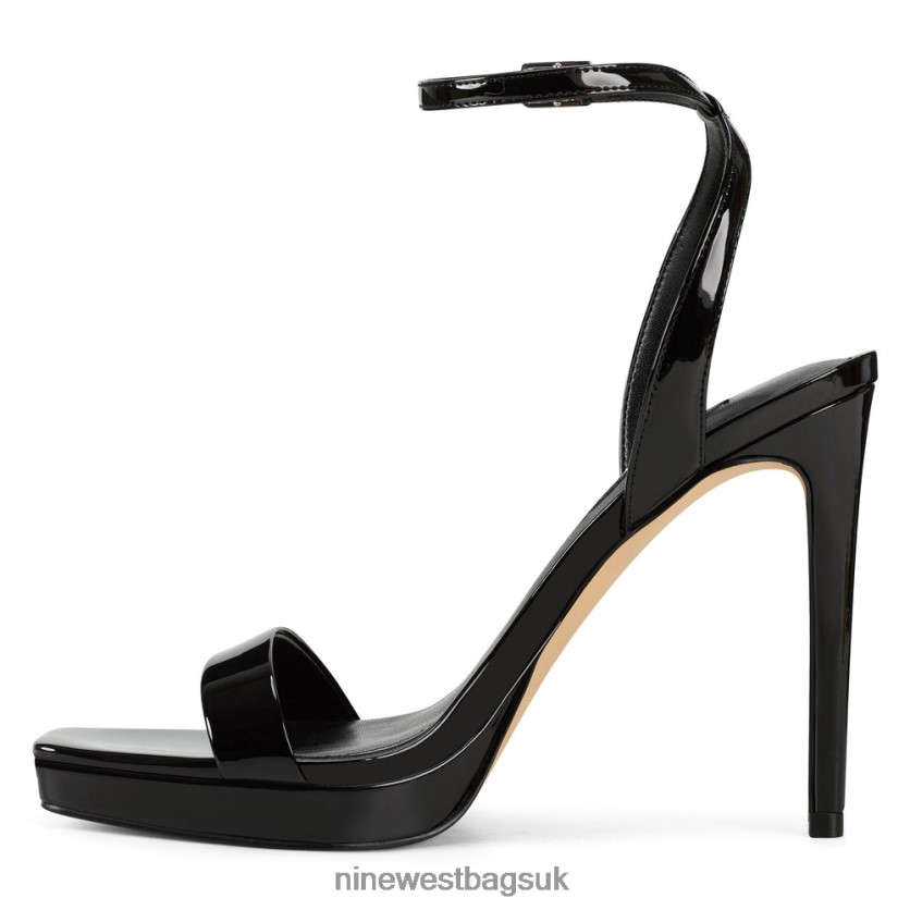 Nine West Zadie Ankle Strap Sandals RFX40B436 - Nine West Bags UK Black Patent