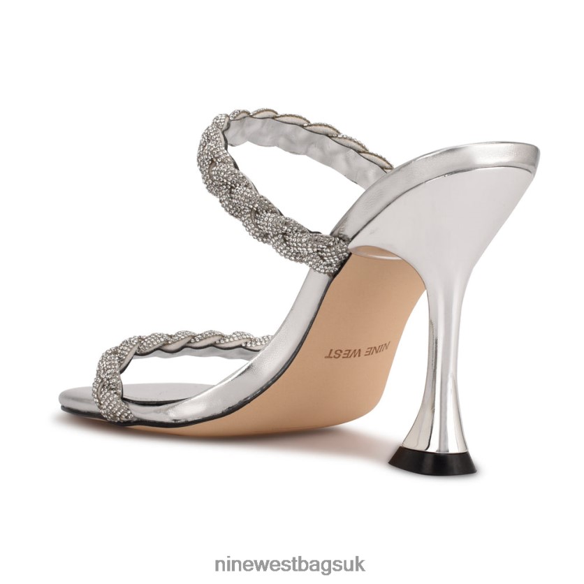 Nine West Zippy Heeled Slide Sandals RFX40B386 - Nine West Sandals UK Silver Crystal