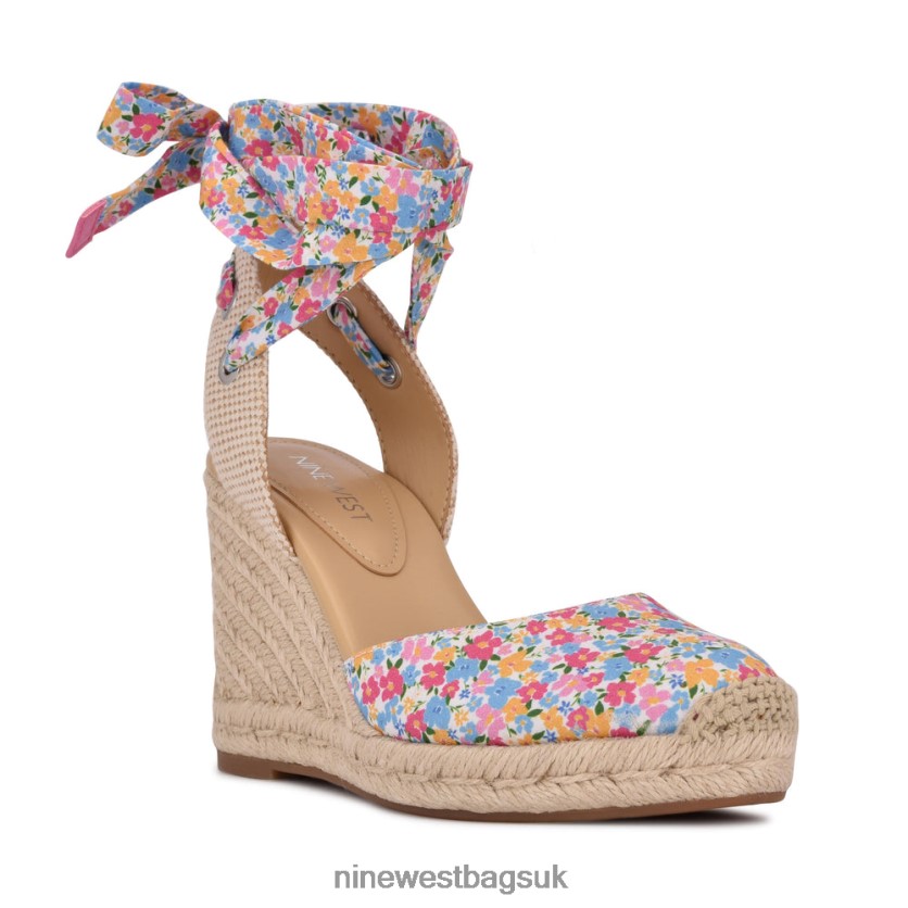 Nine West Friend Ankle Wrap Espadrille Wedge Sandals RFX40B843 - Nine West UK Sale Ditzy Floral