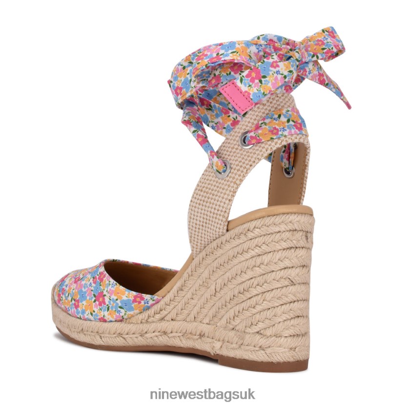 Nine West Friend Ankle Wrap Espadrille Wedge Sandals RFX40B843 - Nine West UK Sale Ditzy Floral