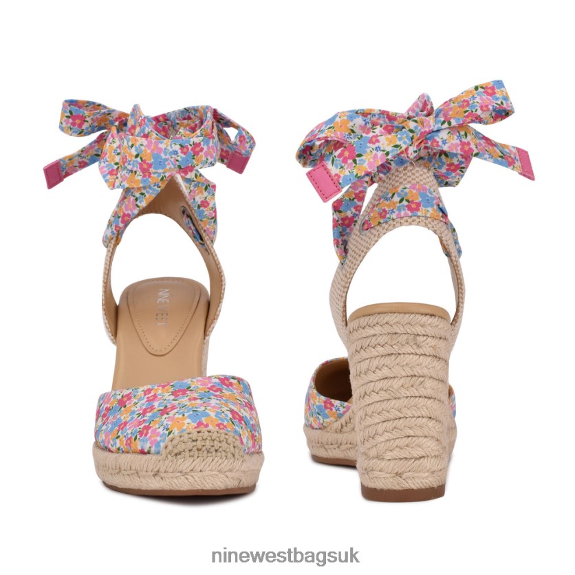 Nine West Friend Ankle Wrap Espadrille Wedge Sandals RFX40B843 - Nine West UK Sale Ditzy Floral
