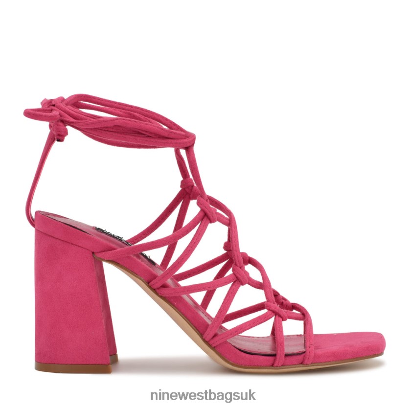 Nine West Glaven Ankle Wrap Sandals RFX40B838 - Nine West Sandals UK Pink Suede