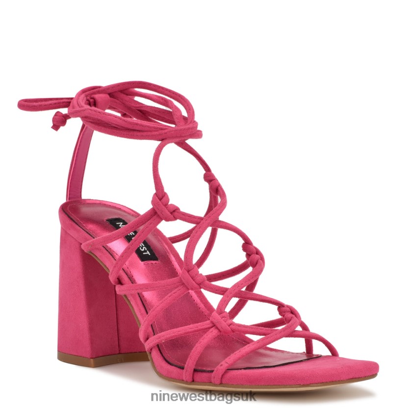 Nine West Glaven Ankle Wrap Sandals RFX40B838 - Nine West Sandals UK Pink Suede