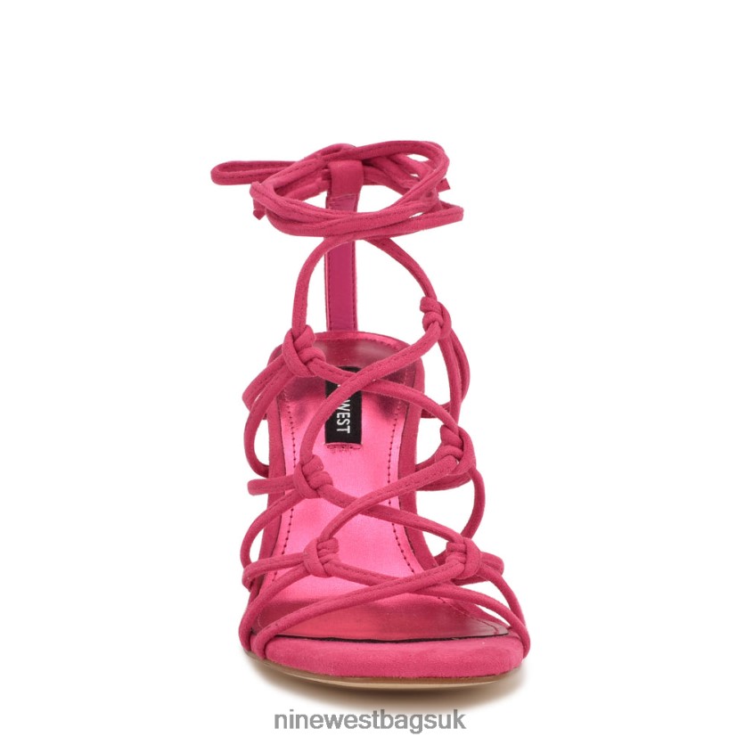 Nine West Glaven Ankle Wrap Sandals RFX40B838 - Nine West Sandals UK Pink Suede