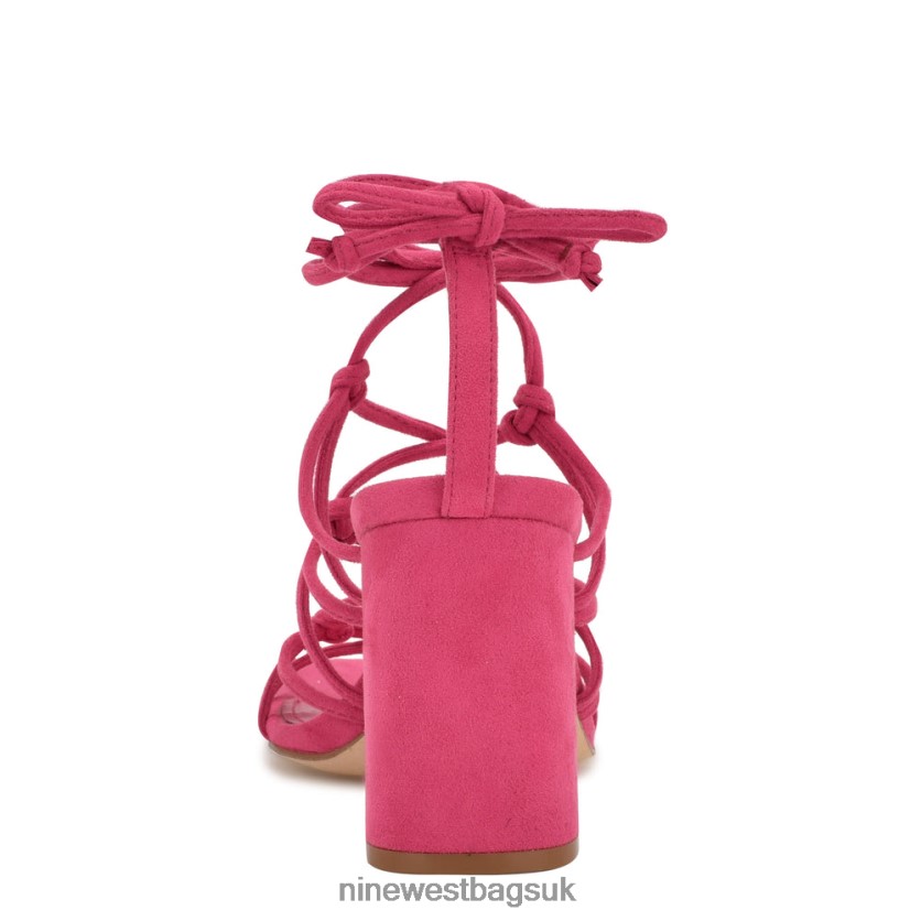 Nine West Glaven Ankle Wrap Sandals RFX40B838 - Nine West Sandals UK Pink Suede