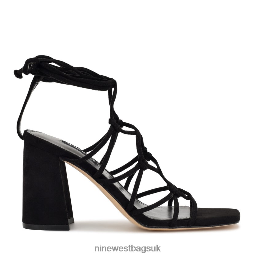 Nine West Glaven Ankle Wrap Sandals RFX40B839 - Nine West UK Sale Black Suede