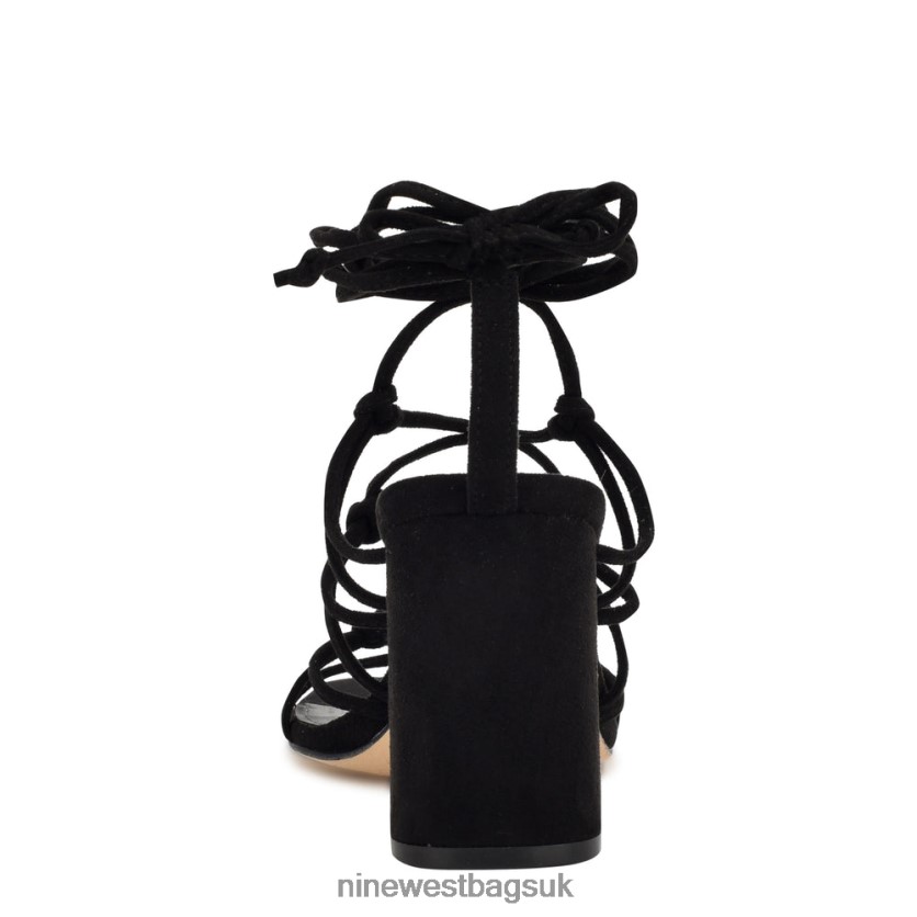 Nine West Glaven Ankle Wrap Sandals RFX40B839 - Nine West UK Sale Black Suede