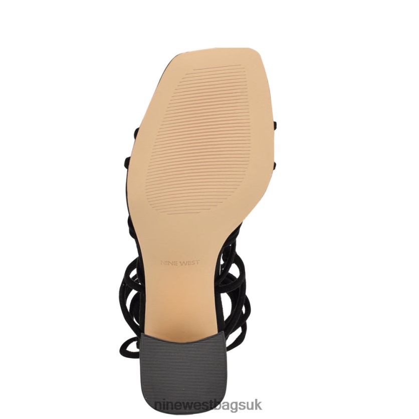 Nine West Glaven Ankle Wrap Sandals RFX40B839 - Nine West UK Sale Black Suede