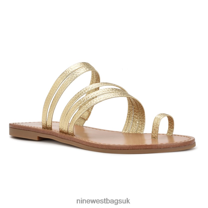 Nine West Cins Toe Ring Flat Strappy Slide Sandals RFX40B801 - Nine West UK Platino