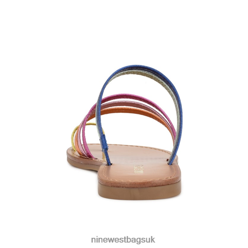 Nine West Cins Toe Ring Flat Strappy Slide Sandals RFX40B802 - Nine West Sandals UK Multi Metallic
