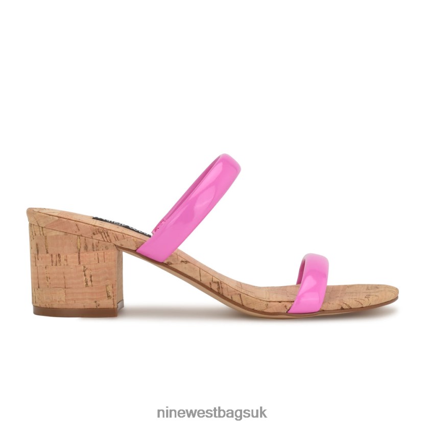 Nine West Tae Heeled Slide Sandals RFX40B805 - Nine West UK Neon Pink Cork