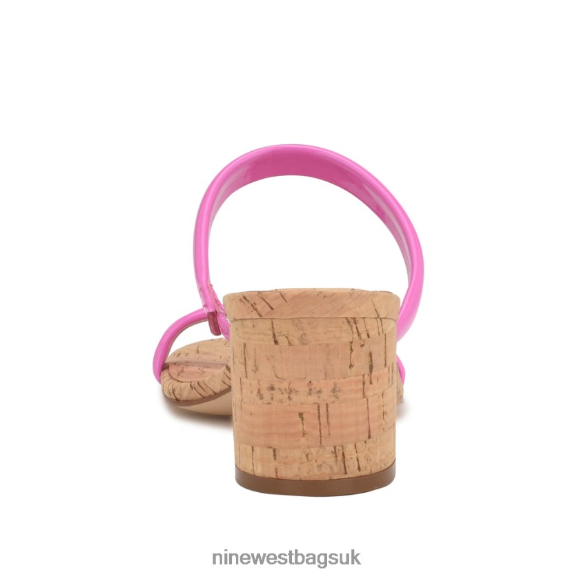 Nine West Tae Heeled Slide Sandals RFX40B805 - Nine West UK Neon Pink Cork