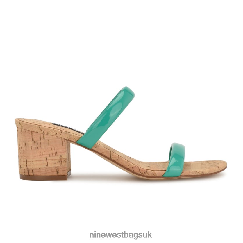 Nine West Tae Heeled Slide Sandals RFX40B806 - Nine West Sandals UK Emerald Green Cork