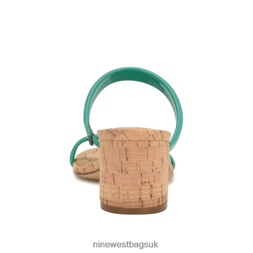 Nine West Tae Heeled Slide Sandals RFX40B806 - Nine West Sandals UK Emerald Green Cork