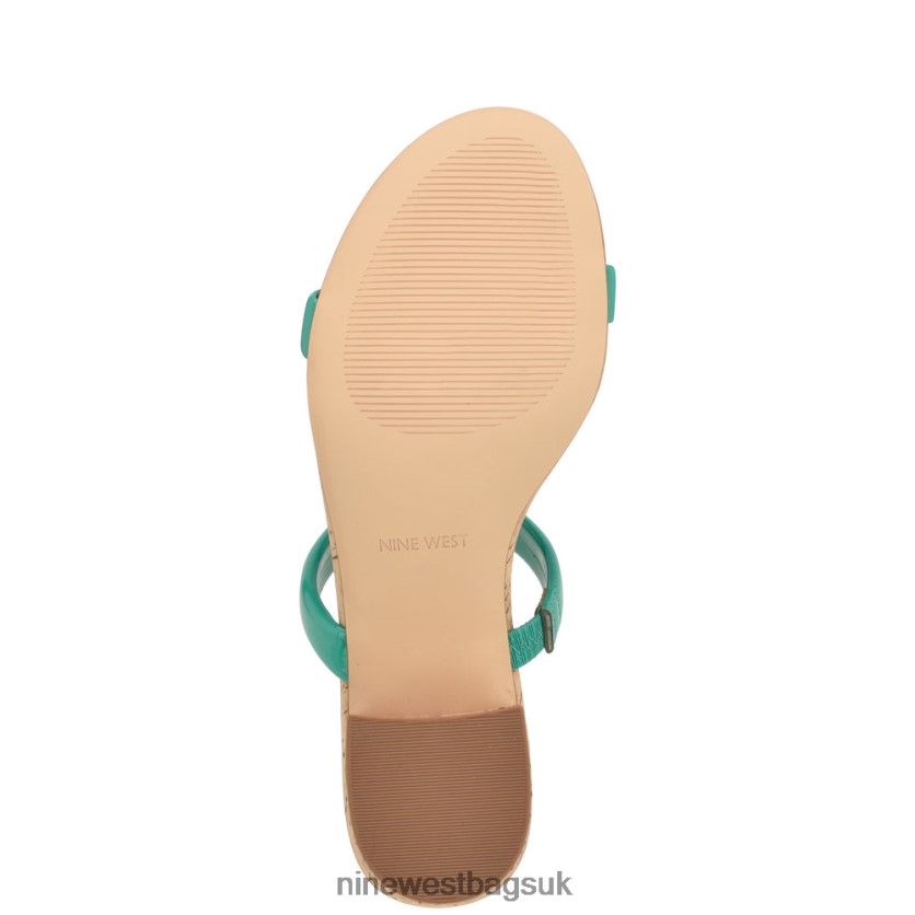 Nine West Tae Heeled Slide Sandals RFX40B806 - Nine West Sandals UK Emerald Green Cork