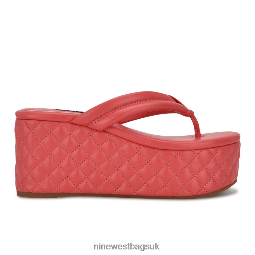 Nine West Newya Platform Thong Sandals RFX40B831 - Nine West UK Sale Coral