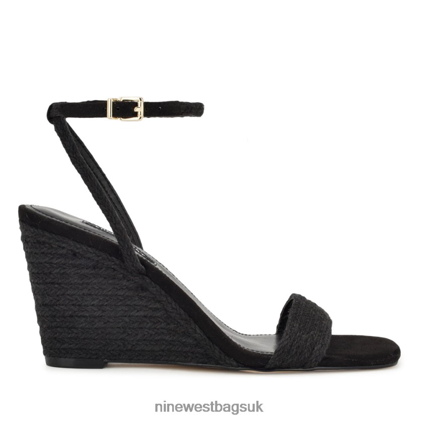 Nine West Nile Wedge Sandals RFX40B830 - Nine West Sandals UK Black Woven