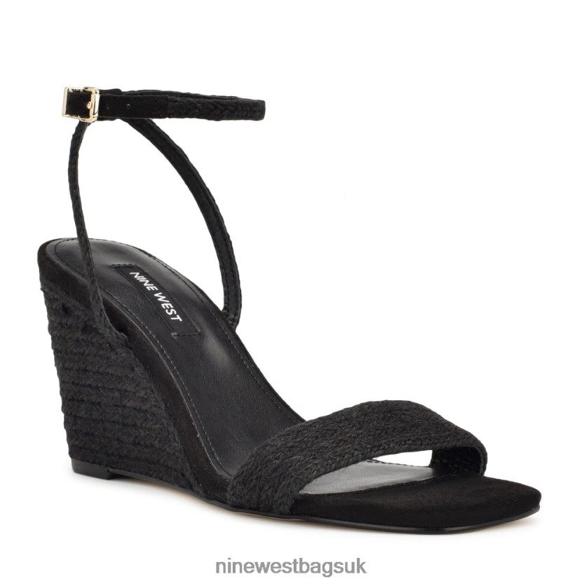 Nine West Nile Wedge Sandals RFX40B830 - Nine West Sandals UK Black Woven