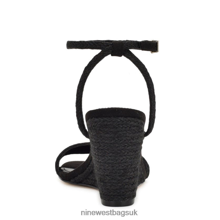 Nine West Nile Wedge Sandals RFX40B830 - Nine West Sandals UK Black Woven