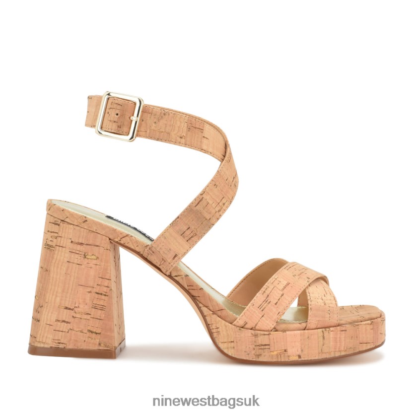Nine West Tackle Ankle Strap Platform Sandals RFX40B821 - Nine West UK Natural Cork