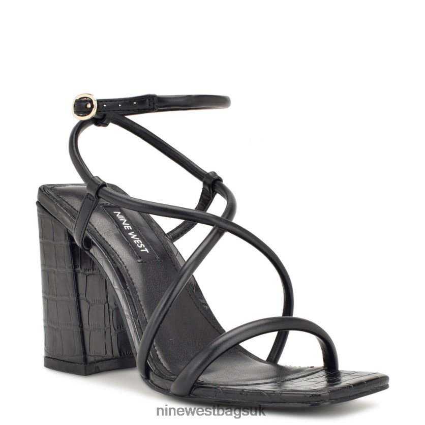 Nine West Yeera Strappy Heeled Sandals RFX40B819 - Nine West UK Sale Black Croco