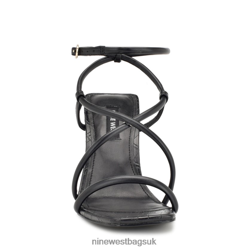 Nine West Yeera Strappy Heeled Sandals RFX40B819 - Nine West UK Sale Black Croco
