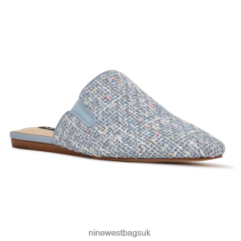Nine West Freeda Pointy Toe Mules RFX40B2347 - Nine West UK Sale Light Blue Boucle