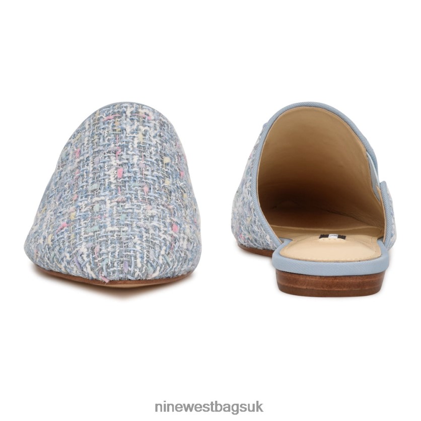 Nine West Freeda Pointy Toe Mules RFX40B2347 - Nine West UK Sale Light Blue Boucle