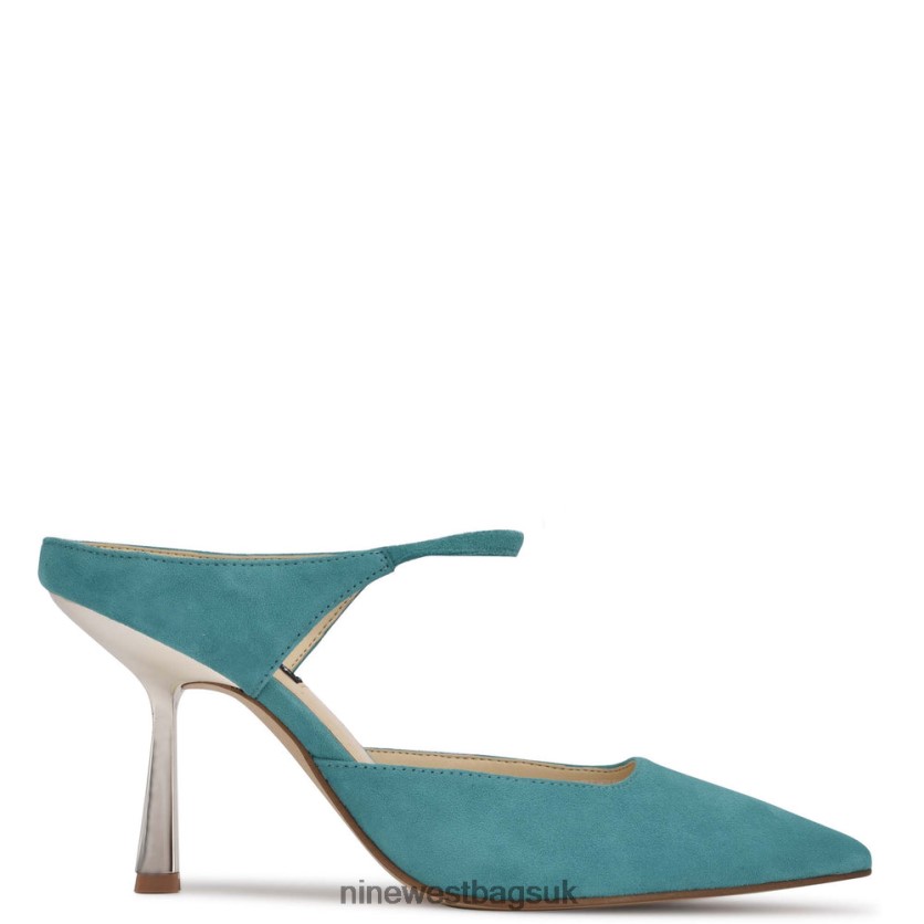 Nine West Madys Heeled Mules RFX40B734 - Nine West Sandals UK Turquoise Suede
