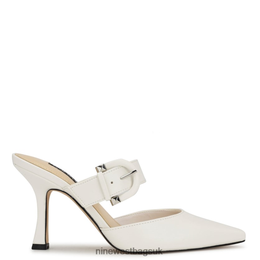 Nine West Sanra Pointy Toe Heeled Mules RFX40B684 - Nine West Bags UK White