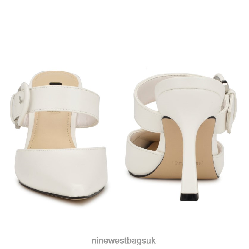 Nine West Sanra Pointy Toe Heeled Mules RFX40B684 - Nine West Bags UK White