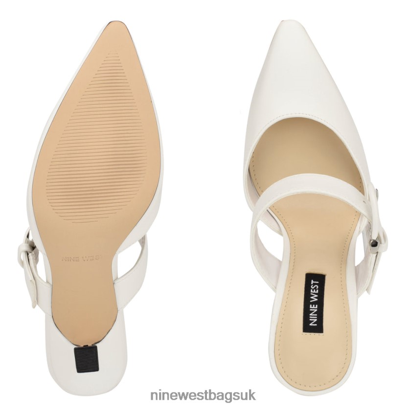 Nine West Sanra Pointy Toe Heeled Mules RFX40B684 - Nine West Bags UK White