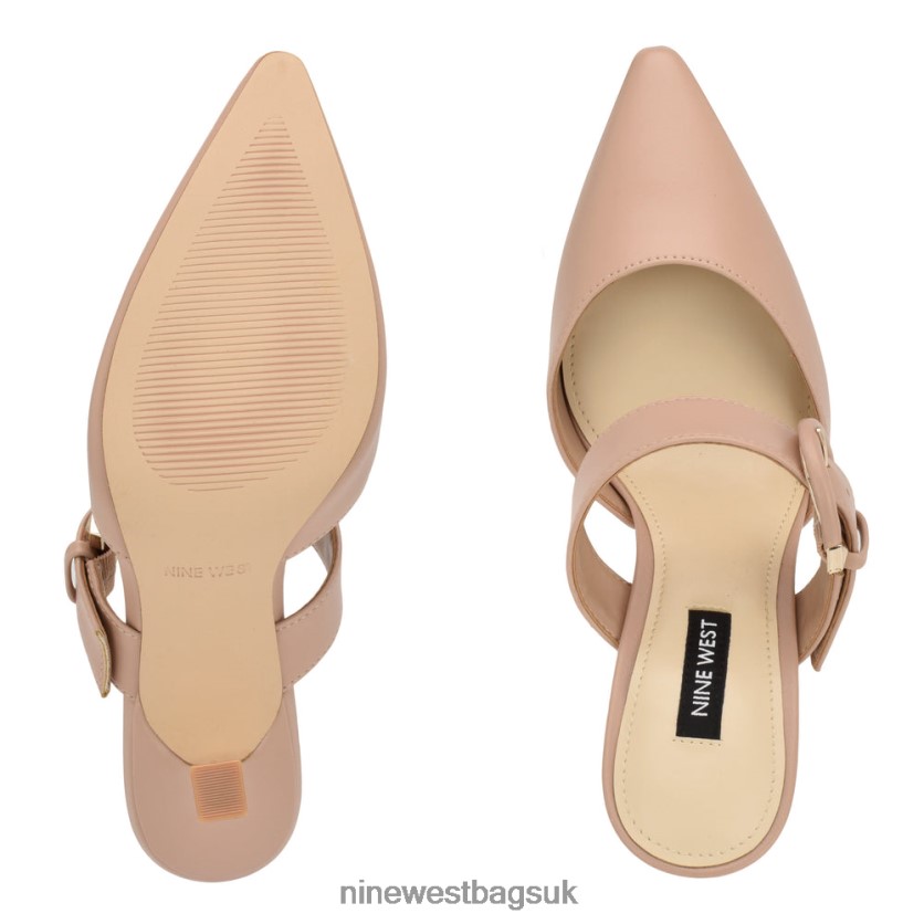 Nine West Sanra Pointy Toe Heeled Mules RFX40B685 - Nine West UK Barely Nude