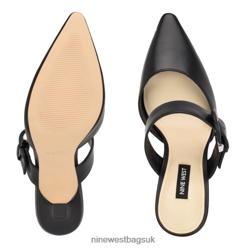 Nine West Sanra Pointy Toe Heeled Mules RFX40B686 - Nine West Sandals UK Black
