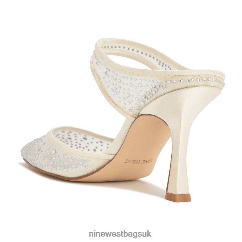 Nine West Saren Heeled Mules RFX40B708 - Nine West Bags UK Ivory Satin Crystal