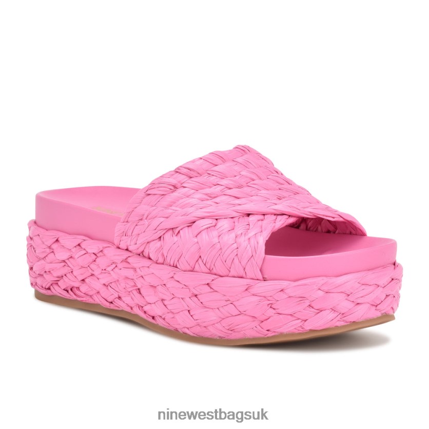 Nine West Canni Espadrille Slide Sandals RFX40B646 - Nine West Sandals UK Pink Raffia