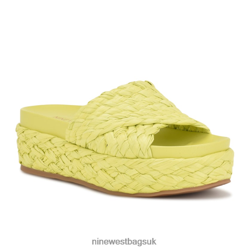 Nine West Canni Espadrille Slide Sandals RFX40B648 - Nine West Bags UK Lime Green Raffia