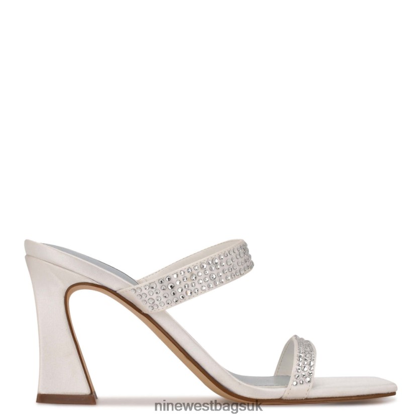 Nine West Darla Heeled Slide Sandals RFX40B2072 - Nine West Bags UK White Satin