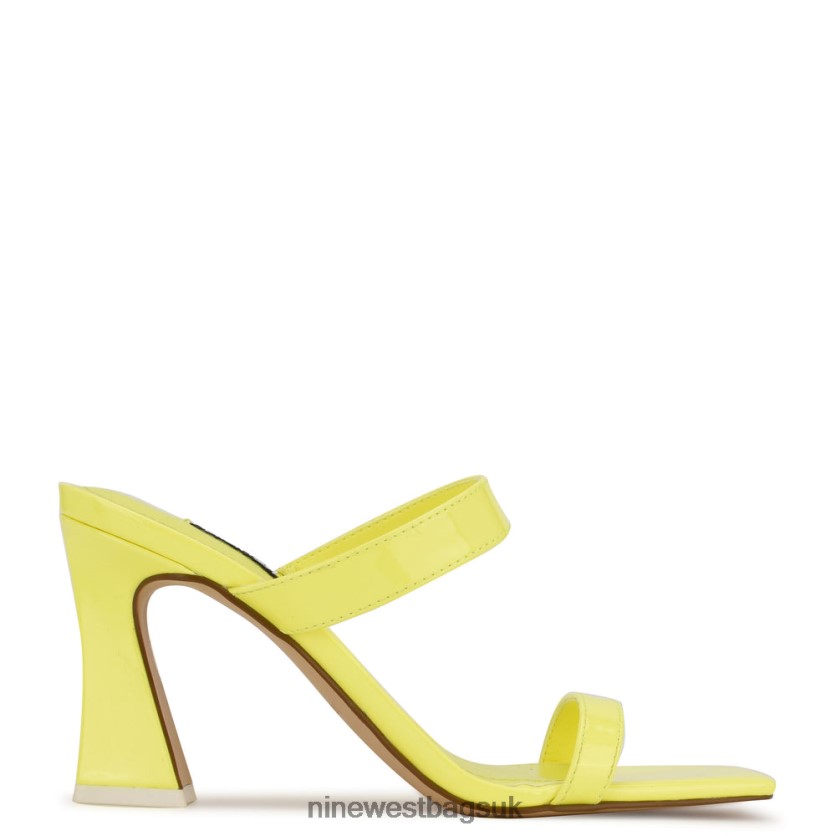 Nine West Darla Heeled Slide Sandals RFX40B737 - Nine West UK Yellow Patent