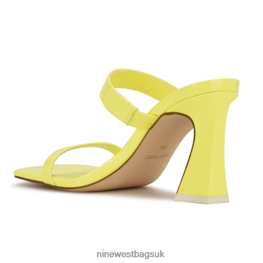 Nine West Darla Heeled Slide Sandals RFX40B737 - Nine West UK Yellow Patent